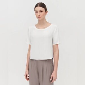 Cuyana white cropped silk tee, S, NWT